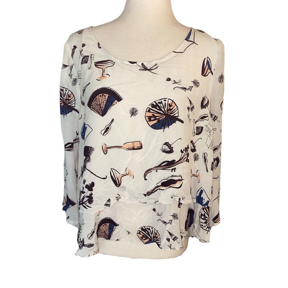 Anthropologie Maeve Silk On the Town Tiered Ruffle Top - 8 - Picture 2 of 12